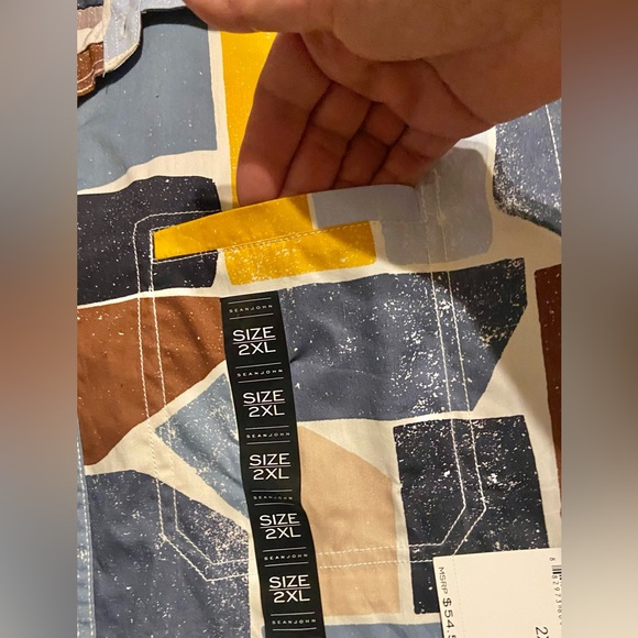 NWT Sean John Multicolor Geometric Button-Down 100% cotton, 2XL - Picture 10 of 13